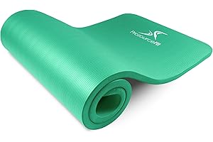 ProsourceFit Extra Thick Yoga and Pilates Mat ½” (13mm) or 1" (25mm), 71-inch Long High Density Exercise Mat with Comfort Foam and Carrying Strap