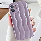 UEEBAI Case for iPhone 12 6.1 inch Water Wave Pattern Silicone Mobile Phone Case Curly Waves Frame Shape Soft TPU Case with Anti-Scratch Shockproof Protective TPU Bumper Cover - Purple