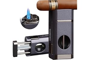 CIGAROL Mechero, 3 Llama Mechero Puros con Corta Puros en V, Mechero Soplete Cocina - No Contiene Gas, Grandes Regalos para Hombres (Morado)