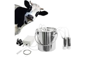 TAIXINPOWER 3L, 7L Automatic Pulsating Vacuum Pump Electric Milking Machine Portable Cow Milking Machine Goat Sheep Milker Milking Kit Stainless Steel Cattle Milking Machine Vacuum Milk Bucket (7L, cow)