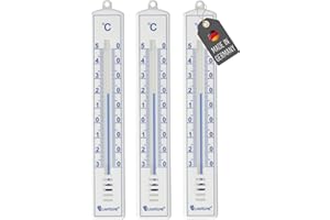 Lantelme 3 Stück Außenthermometer Set Weiss Temperatur -30°C bis 50°C | Analog Kunststoff Thermometer 18cm Wetterfest für Außen Innen Balkon und Garten | Gartenthermometer (WS-BL)
