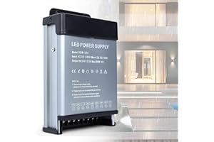 YOODI Transformateur 220V 24V 300W LED Transfo Ultra Fin Alimentation 24V 12,5A Imperméable IP44 Convertisseur LED Driver de Tension Constante AC à DC Alimentation Basse Tension pour LED Exterieur