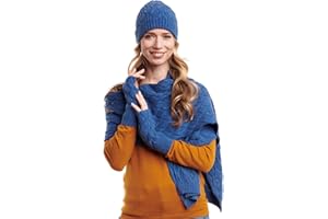 Hilltop Caldo set invernale in 100% LANA DI ANGORA, composto da sciarpa, berretto in maglia coordinato e beanie con pompon