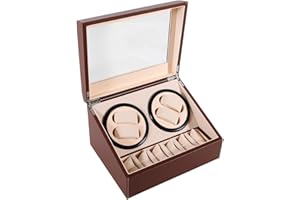 Lightakai Automatische Uhrenbeweger Box, 4+6 Automatik Uhrenbeweger Uhrenbox Leise Uhrendreher Automatikuhren Watch Winder Box mit Klare Fenster und Kissen für Automatikuhren, Armbanduhr