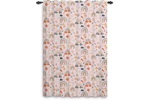 ggaimwf Rainbow Curtains with Pencil Pleat Hobo Style Flower Leaves Rainbow Curtains Nursery Window Treatment for Girls Living Room Children's Room Cafe Interior Divider Curtain 117 x 183 cm 1 Panel