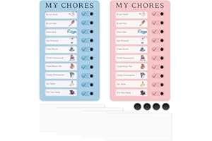 JOYSKY 2 Pcs Chore Chart for Kids Portable Chore Chart Memo Boards 4.7 x 7.8 IN, My Chores Checklist Board Message Board with 4 Replaceable Blank Paper To Do List for Home Trave Planning Reminder