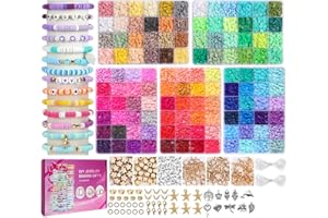 KAVAVO 12500+ Clay Beads Bracelet Making kit,Friendship Bracelet Kits Preppy Beads for Jewellery Making, Flat Heishi Bead for Bracelet Arts and Crafts Gifts for Teen Girls