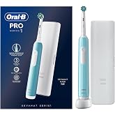Oral-B Pro Series 1 Blue Electric Toothbrush, 1 Toothbrush Head, 1 Travel Bag, Braun Design
