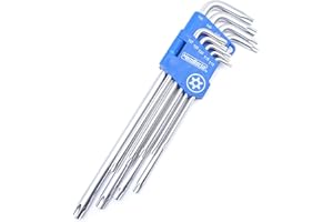 HemBorta® Chiavi Torx di Sicurezza 9PZ Set Extra Lunghe Chiavi a Brugola, Estremità Cava Torx T10-T50 Lunga, Stella Chiavi a Prova di Manomissione T10, T15, T20, T25, T27, T30, T40, T45 e T50