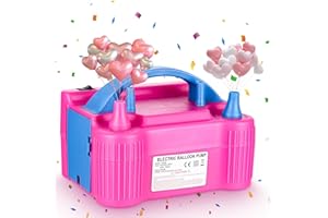 UNIDEAL Gonfiatore Palloncino, 600W Pompa Palloncino Elettrica, Pompa Per Palloncini Portatile con Doppia Ugello, Due modalità di Funzionamento, per Feste Natale Compleanno ​Cerimonia di Nozz