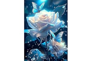 AIRDEA Rosa Diamond Painting, Farfalla Diamond Painting Kit Completo, Diamantini Crystal Art Hobby Creativi Adulti Decorazione per Casa 30x40 cm