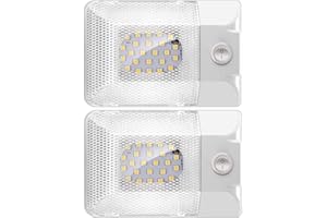 ShinePick Oświetlenie wewnętrzne LED do samochodu, oświetlenie wnętrza samochodu, DC 12 V RV, 300 lm, lampa sufitowa wewnętrzna z przełącznikiem ON/OFF, uniwersalne oświetlenie do samochodu RV, kampera, łodzi, samochodu ciężarowego (zestaw 2 szt.)