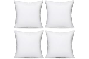 UK Care Direct Pack of 4 Cushion Inserts 45cm x 45cm - 18 x 18 Cushion Insert - White Square Cushions; Hypoallergenic Cushion Inner - Bounce Back Cushion Pads for Sofa & Couches - Pack of 4