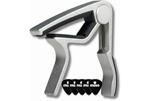 MUSO PRO Guitar Capo for Acoustic and Electric Guitars with 5 Picks for Free (Silver)
