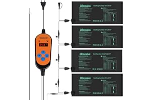 DBREAKS 4 Pcs Manta Calefactora para Semillas o Plántulas Invernadero, Alfombrilla de Calor para Plantas con Controlador de termostato, 30W Esterilla Térmica para Invernadero Interior Almohadilla