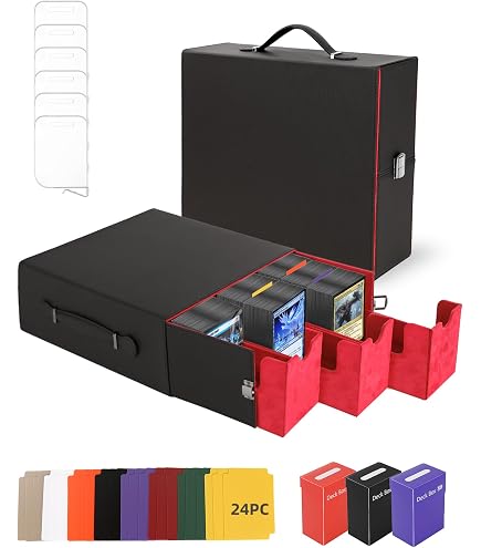 Jamiukro Boîte de Rangement Cartes MTG Commander - Coffre de Stockage 6-en-1 Grand Capacité (2400 Cartes), 5 Boîtiers Amovibles + Compartiment Dés, Dimensions 44.2 x 20 x 10.4 cm, noir et bleu Jamiukro Boîte de Rangement Cartes MTG Commander - Coffre de Stockage 6-en-1 Grand Capacité (2400 Cartes), 5 Boîtiers Amovibles + Compartiment Dés, Dimensions 44.2 x 20 x 10.4 cm, noir et bleu