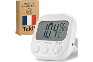 TAKIT Thermomètre Interieur Hygromètre [MARQUE FRANCAISE] Haute Précision - Indicateur De Température Et D'humidité Numérique
