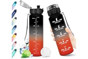 KOLLYKOLLA Bouteille d'eau 500ml, Gourde Enfant avec Filtre, Gourde Sport Étanche, Gourdes avec Marqueur de Temps, Bouteille Reutilisable, Gourdes Motivation Idéale pour Yoga, École, Bureau, Randonnée