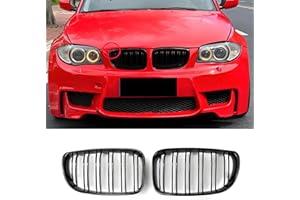 Haoyijiahui E81 E87 Griglia Anteriore per BMW 1er E81 E82 E87 E88 LCL Griglia Paraurti Nera Griglia Radiatore 2008 2009 2010 2011（For 1er E81 2008-2011 LCI）