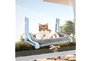 TMEOIIPY Cat Window Hammock with 4 Suction Cups, Durable Cat Window Bed for Large Cats and Kittens, Easy to Clean Cat Window Perches with Machine Washable Fleece Warm Mat Holds up to 60lbs.