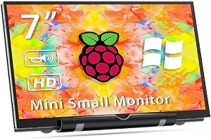 HAMTYSAN 7 tum Raspberry Pi skärm, 800 x 480 mini liten bildskärm med dubbla högtalare, LCD HDMI-skärm för Raspberry Pi 4/3/2