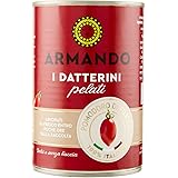 Armando, I Datterini Pelati, Pomodori Pelati Datterini di Filiera 100% italiani, 12 confezioni in latta da 400 gr