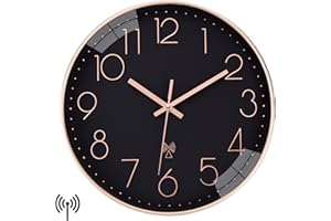 VIVILINEN Orologio da Parete Radiocontrollato 30CM Orologio da Parete Moderno Silenzioso Senza Ticchettio Orologio Rotondo Classico Decorativo per Camera da Letto Cucina Scuola Ufficio Soggiorno