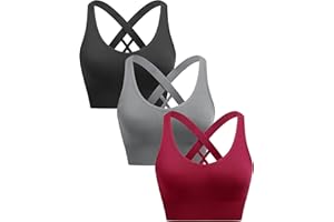 ANGOOL Sport BH Damen ohne Bügel Push Up BH Starker Halt Sport Bustier Damen Gepolstert Crossback Seamless Yoga Joggen Gym