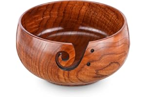 ‎LITTLE WORLD Garnschale für Wolle, Garnhalter Holz Strickschale 15x8cm, Wollschale Garnschale Holz, Crochet Yarn Bowl Verhindert Verheddern, Garnhalter Wolle für Strick und Häkelprojekte Nähzubehör