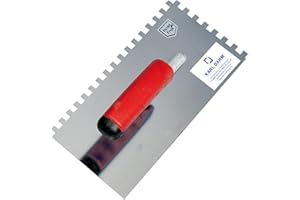 Karl Dahm Llana Dentada para Zurdos 15 mm, 13 x 28 cm I Llana para Baldosas de Acero Inoxidable con Muescas de 15 mm I Empuñadura Ergonómica Suave I para Fácil Aplicación de Adhesivos – 13644
