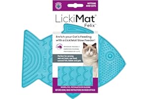 LickiMat Felix, Fish-Shaped Cat Slow Feeders for Feline Boredom and Anxiety Reduction; Perfect for Food, Treats and Anxiety Reduction, Turquoise
