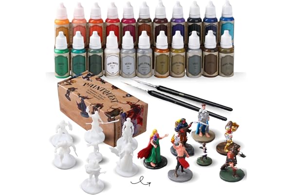 Acrylique Miniatures Peinture Set 22 Couleurs dont Métalliques Or/Argent Primer&Shades 7 Figurines Offer Kit Débutant TTRPG DND War Hammer Gaming Sci-Fi Maquettes Technique Speedpainting en 1 Couche