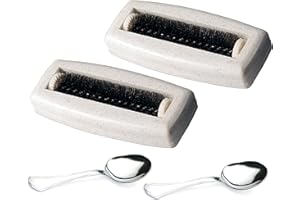 ZASEVES 2 spazzole raccogli briciole + 2 cucchiaini Kit spazzola più cucchiaino per angoli Set Pratico per Pulizia Tavolo e Cucina, Facile da Usare e Duraturo