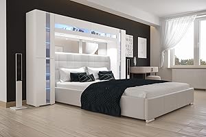 Furnitech Panama 14 Schlafzimmer Komplett Doppelbett Schlafzimmer-Set Bett LED (LED weiß, SP14-21W-M3-1A 140)