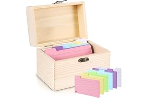ALLOMN Wooden Recipe Box with Cards, Heavy Duty Index Card Box for Kitchen, Wedding and Bridal Shower, Case with 150 Note Cards