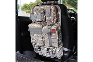 EOIS Taktisch Autositz Rückenlehnen Organizer, Aktualisierung Taktisch Fahrzeug Panel Organizer mit 5 Abnehmbare Molle Tasche, Universell Passend für Die Meisten Fahrzeuge(Acu)