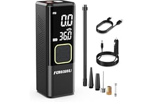 FOWAWU 7800mAh Mini Pompe à Air Électrique, Compresseur à Air Portatif Gonfleur Pneus sans Fil 150PSI avec écran LCD 12V DC Câble, Pompe a Velo Electrique avec Lampe LED pour Moto Trotinette, Voiture