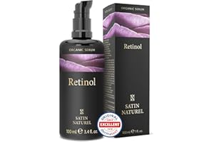 ‎SATIN NATUREL Satin Naturel Retinol Serum 100ml – hochdosiert mit Hyaluron, BIO Aloe Vera, Niacinamid & Salicylsäure (BHA) – Falten-Weg-Soforteffekt, strahlende Haut – für empfindliche Haut – vegan