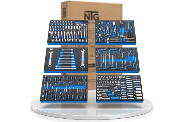 NTG Verkstadsvagnsinlägg, uppsättning med 6, 520x400 mm – för lådor, blå, robust