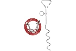 Kerbl Chien Laisse d’Attache avec Ancrage Spirale 6 m Rouge