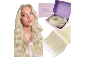Fshine Extension Cheveux Naturel Adhesif Blond Platine 30cm 30g 20pcs Bande Adhesive Extensions Humains Raides Extension Adhesive Cheveux Naturel Remy Extension Tape Invisible Couleur 60