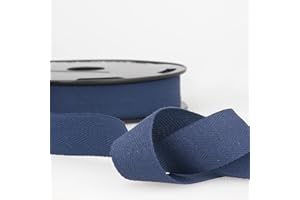 Navy Blue 3m 100% Cotton Twill Tape - Soft Flexible Tape for Binding, Edging, Bunting, Aprons & Crafts - 25mm Wide - Packaged Length, No Joins - Giddy Square