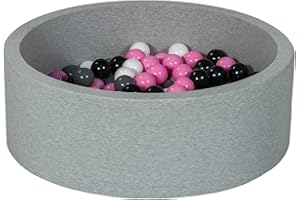 Velinda Piscine a balles pour Enfant, Aire de Jeu + 150 balles (Couleurs des balles: Noir,Blanc,Rose Clair,Gris)