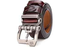 BISON DENIM Hommes Ceinture En Cuir Ceinture En Alliage Décontractée Ceintures ceinture en jean38 mm de large, avec boîte cadeau