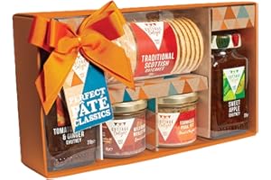 Cottage Delight Pate Hamper, Perfect Pate Classics, Tomato Garlic & Ginger Chutney 310g, Farmhouse Pork Pate 90g, Wild Boar & Merlot Pate 90g, Sweet Apple Chutney 325g with Scottish Oakcakes