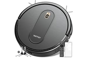 Vactidy Robot Aspirador, Nimble T6 con Potente Succión, Detección Inteligente, 2500mAh, Silencioso, 3 Modos de Limpieza, Control por App, Alexa y Mando, para Mascotas, Suelo Duro y Alfombra