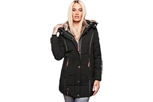 MARIKOO warme Damen Winter Jacke Winterjacke Steppjacke gefüttert Kunstfell B658