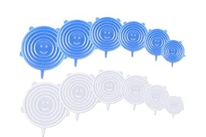 YOUYIKE® Coperchi in Silicone Stretch, 12 Pack di Diverse Dimensioni Coperchio in Silicone per Alimenti, Riutilizzabile ed Espandibile Coperchio per Tazza per Pentole e Freezer - BPA Free