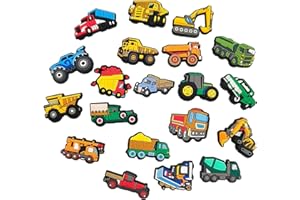 GWAWG 20 Excavator Cartoon Shoe Charms Truck Car Shoe Decoration PVC Shoe Charms Decoration Accessory Pins Versatile Shoe Badges in Excavator Shape for Children and Adults