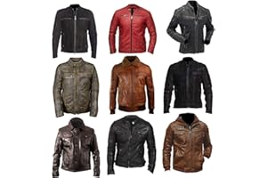 Fashion_First Mens Cafe Racer Brando Motorcycle Retro Biker Leather Jacket Collection